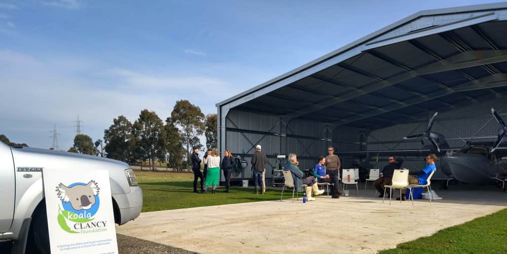 morning tea for tree planters in hangar near You Yangs