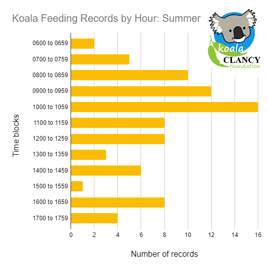 chart koala feeding times summer